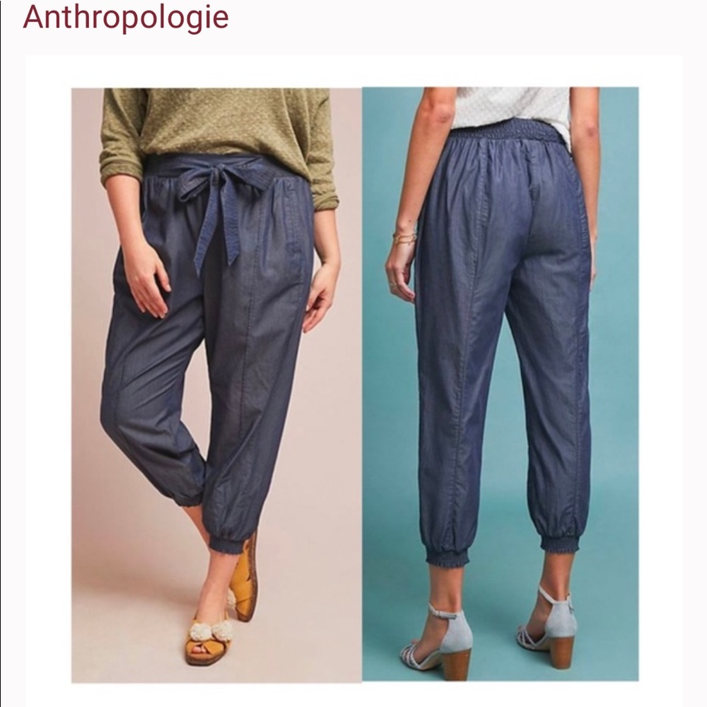 Anthropologie cropped chambray pants